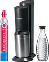 Wassersprudler Crystal 3.0 Quick-Connect CO2-Zylinder und 1x Glaskaraffen, Silber, Schwarz/Titan, 45 cm